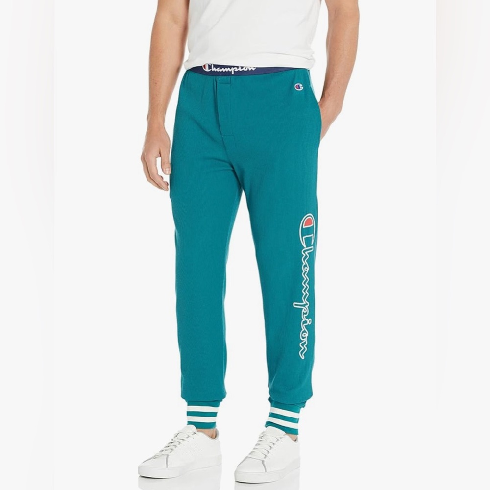 Champion Men's Waffle Rib Cuff Sleep Pants Jogger Jade Green Size S